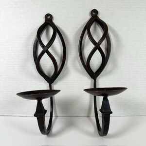 Wrought Iron Single Candle Wall Sconces Set of 2 Gothic Spanish Revival Rustic